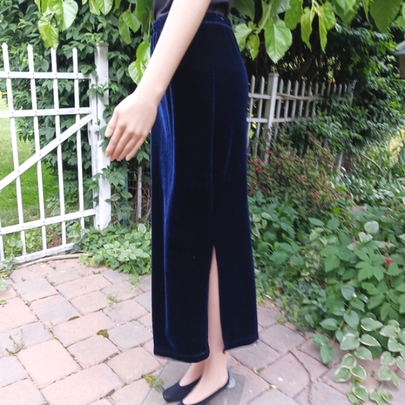 TOMMY HILFIGER Deep Blue Velvet Column Pull On Side Slit Maxi Skirt Like… - Picture 1 of 16